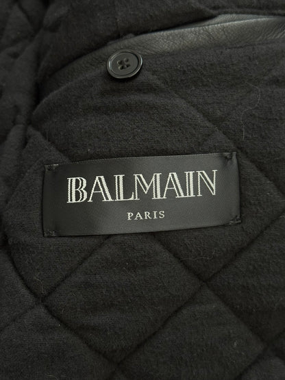 FW15 Balmain by Olivier Rousteing Belted Biker Leather Jacket