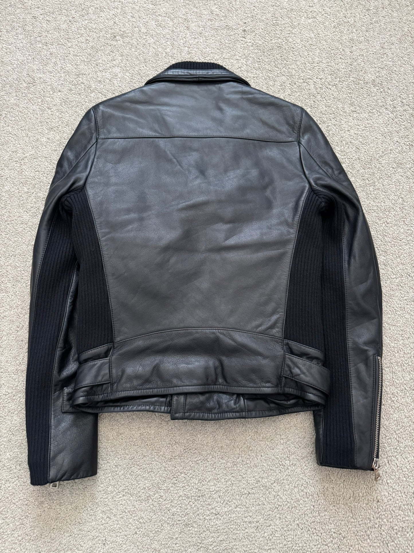 FW15 Balmain by Olivier Rousteing Belted Biker Leather Jacket
