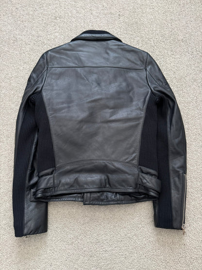 FW15 Balmain by Olivier Rousteing Belted Biker Leather Jacket
