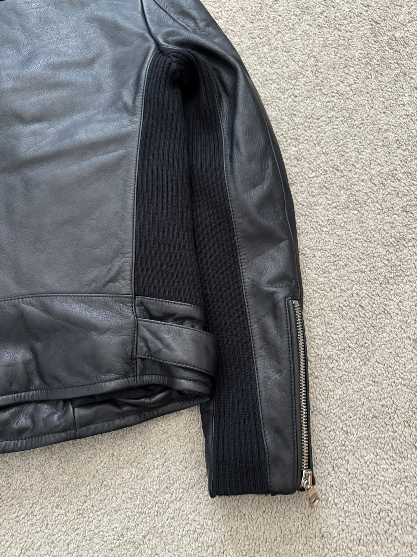 FW15 Balmain by Olivier Rousteing Belted Biker Leather Jacket