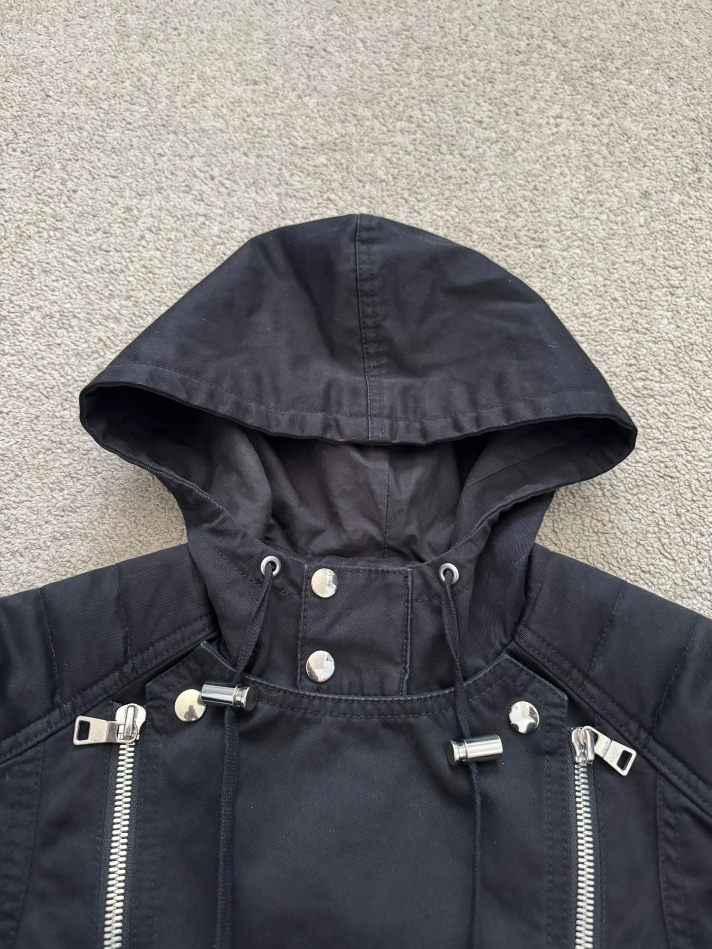 SS17 Balmain by Olivier Rousteing Hooded Biker Zipper Jacket