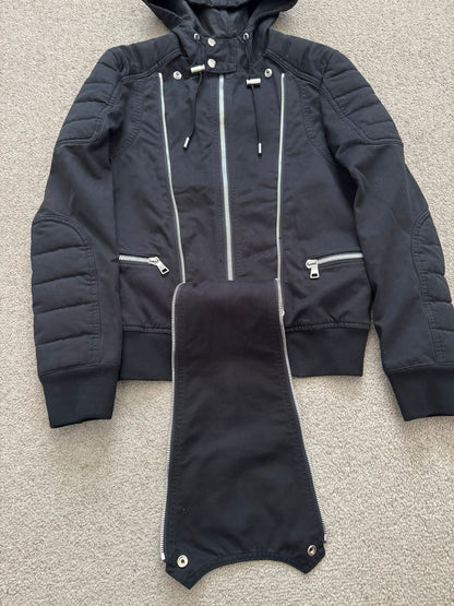 SS17 Balmain by Olivier Rousteing Hooded Biker Zipper Jacket