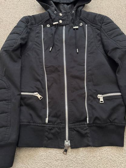 SS17 Balmain by Olivier Rousteing Hooded Biker Zipper Jacket