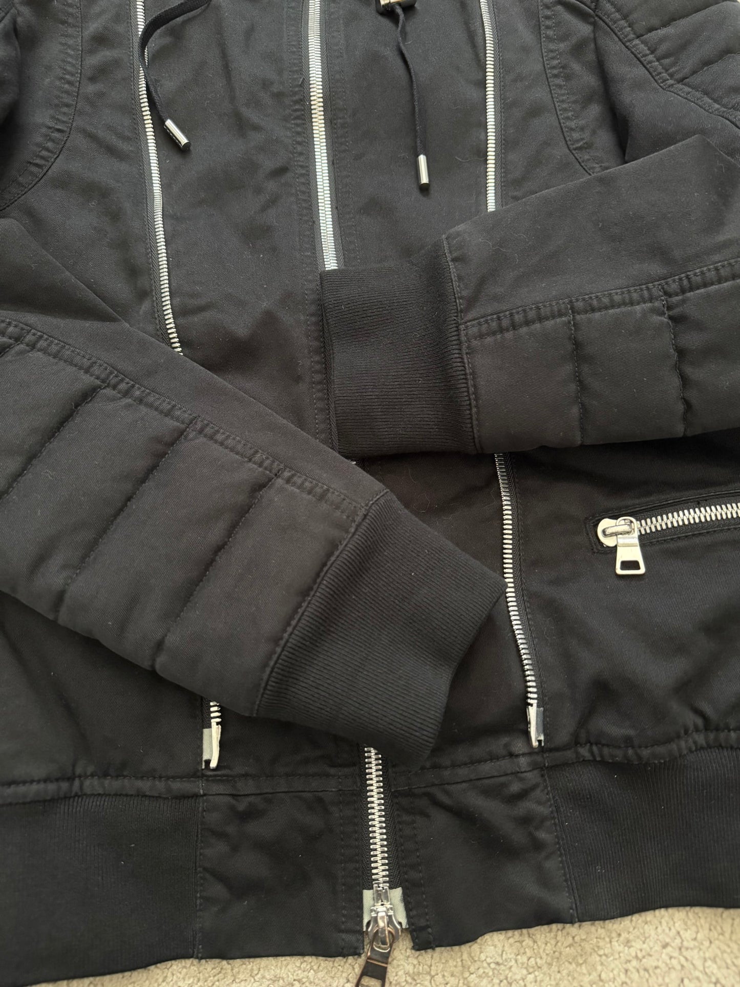 SS17 Balmain by Olivier Rousteing Hooded Biker Zipper Jacket