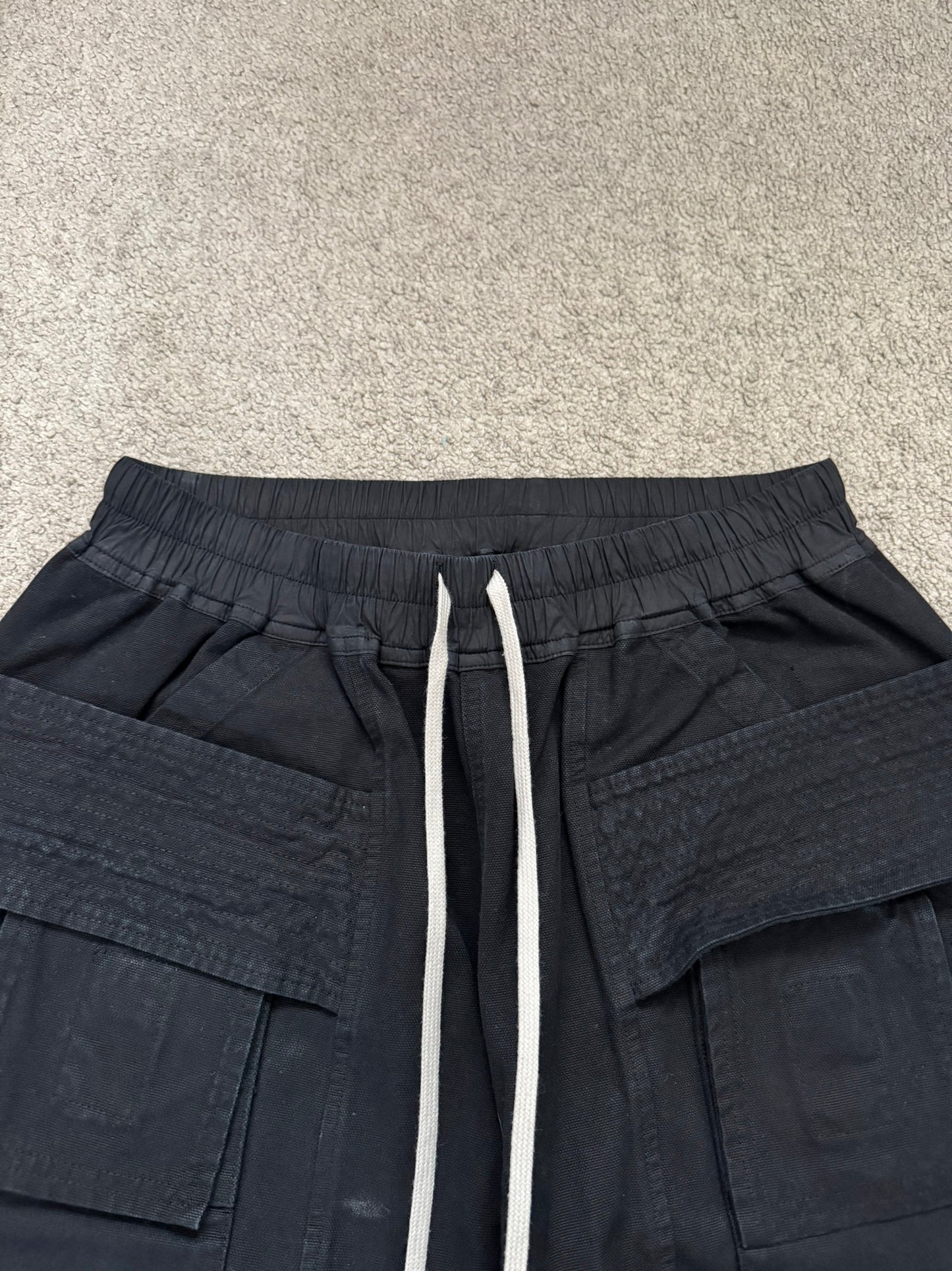 SS25 Rick Owens DRKSHDW Black Wide Creatch Cargo Pants