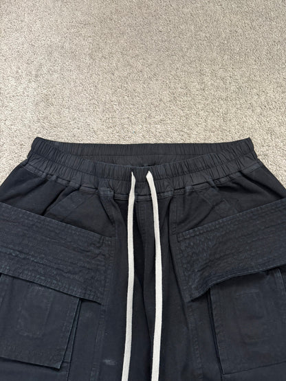 SS25 Rick Owens DRKSHDW Black Wide Creatch Cargo Pants