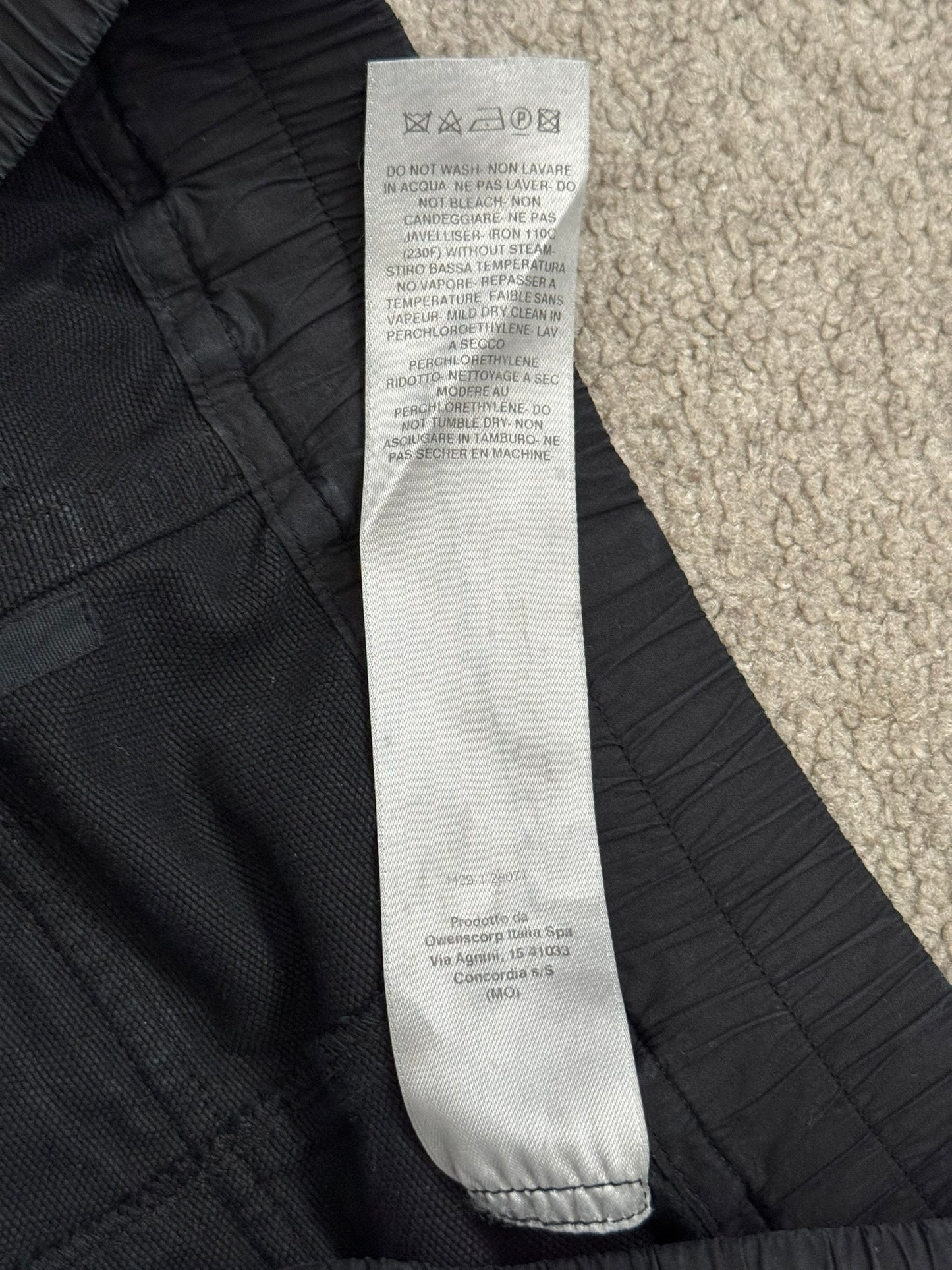 SS25 Rick Owens DRKSHDW Black Wide Creatch Cargo Pants