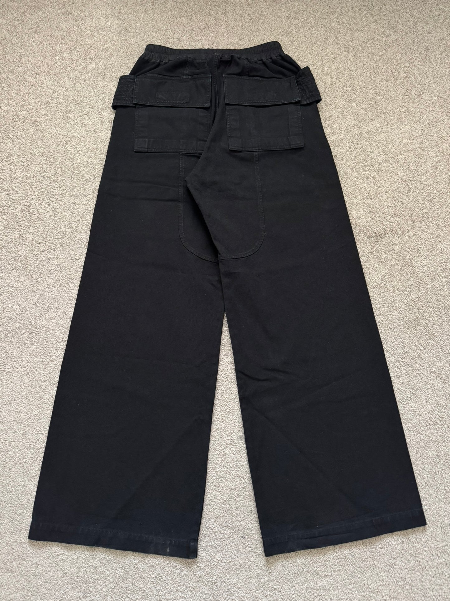 SS25 Rick Owens DRKSHDW Black Wide Creatch Cargo Pants
