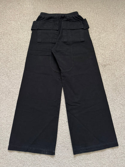 SS25 Rick Owens DRKSHDW Black Wide Creatch Cargo Pants