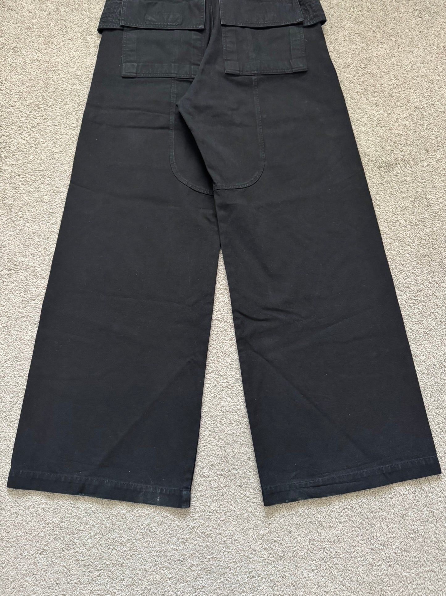 SS25 Rick Owens DRKSHDW Black Wide Creatch Cargo Pants