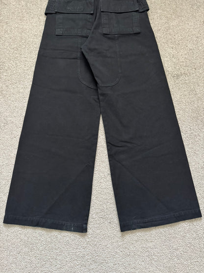 SS25 Rick Owens DRKSHDW Black Wide Creatch Cargo Pants