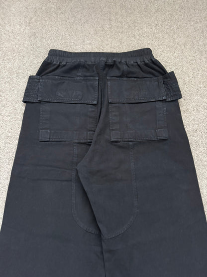 SS25 Rick Owens DRKSHDW Black Wide Creatch Cargo Pants