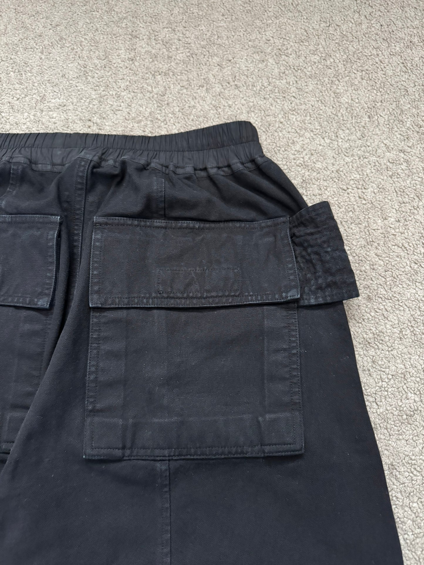 SS25 Rick Owens DRKSHDW Black Wide Creatch Cargo Pants