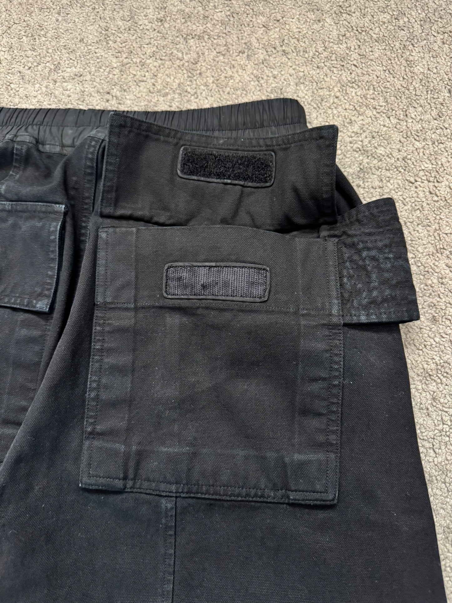 SS25 Rick Owens DRKSHDW Black Wide Creatch Cargo Pants