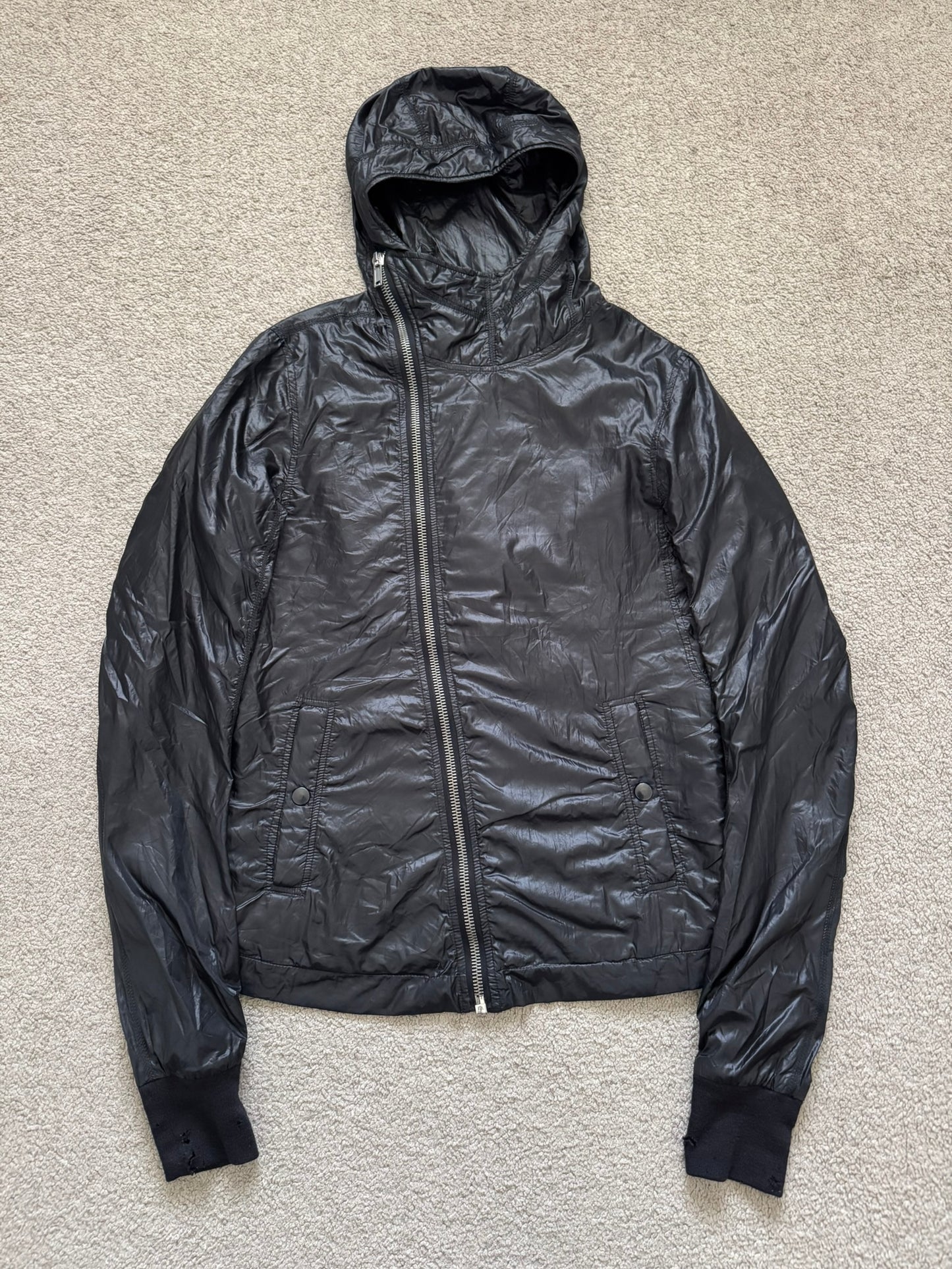 SS10 Rick Owens Mainline Black Nylon Scuba Bullet Jacket