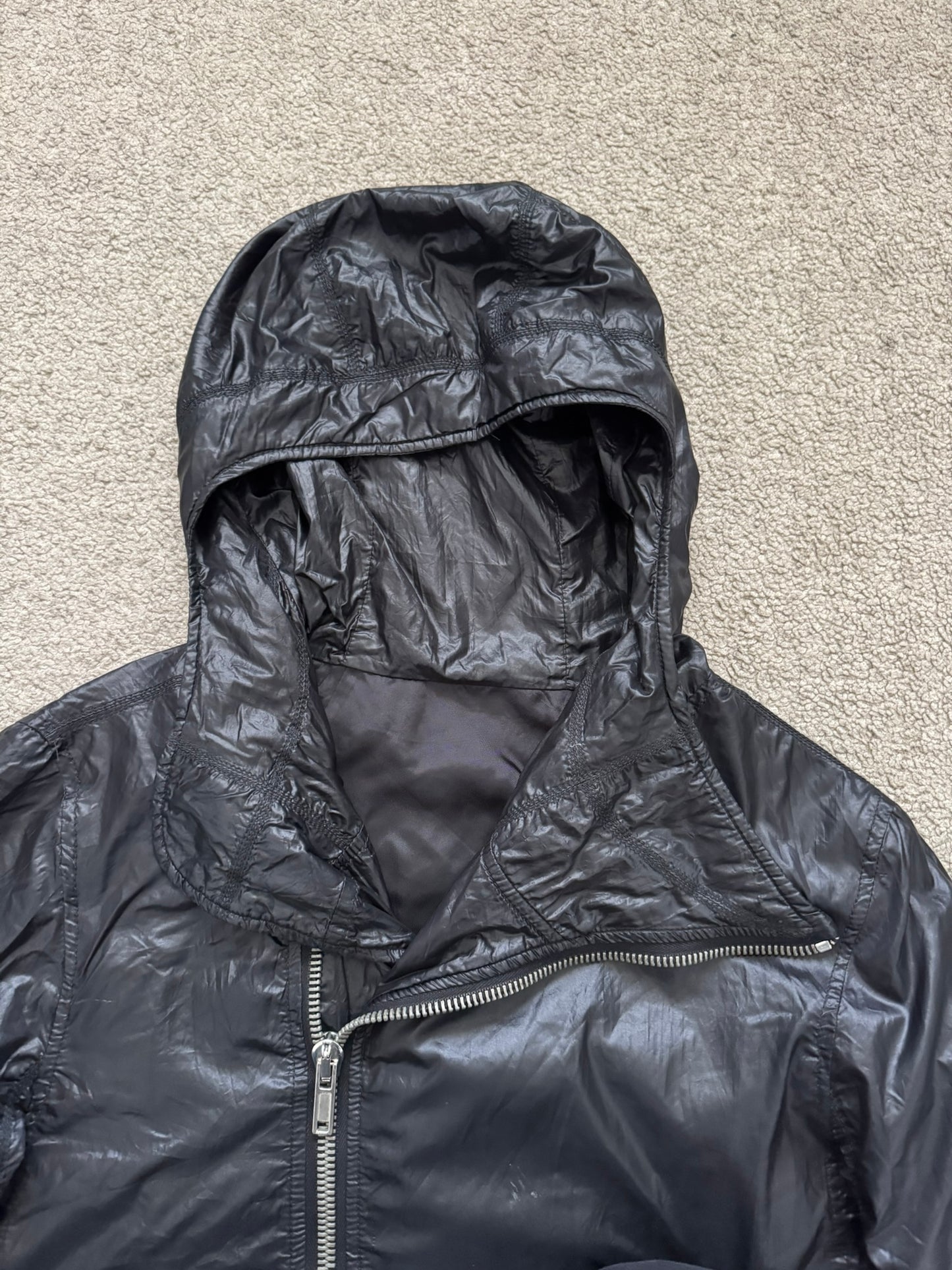 SS10 Rick Owens Mainline Black Nylon Scuba Bullet Jacket