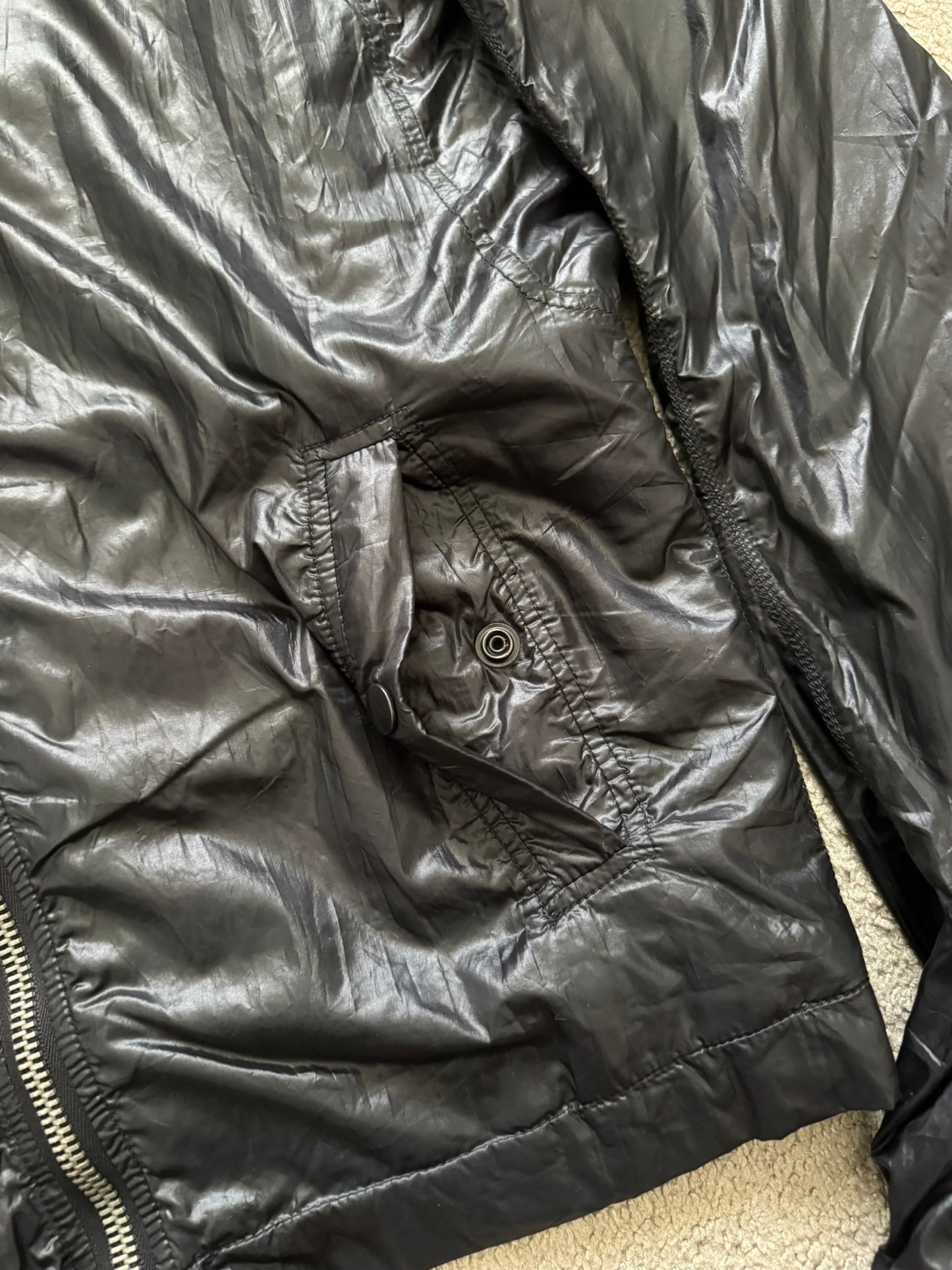 SS10 Rick Owens Mainline Black Nylon Scuba Bullet Jacket