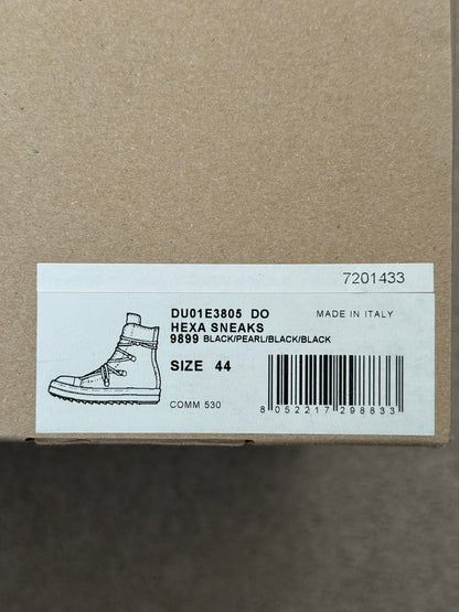 SS25 Rick Owens DRKSHDW Hexagram Black High Top Ramones Sneakers