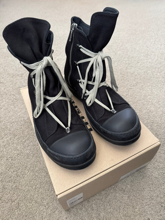 SS25 Rick Owens DRKSHDW Hexagram Black High Top Ramones Sneakers