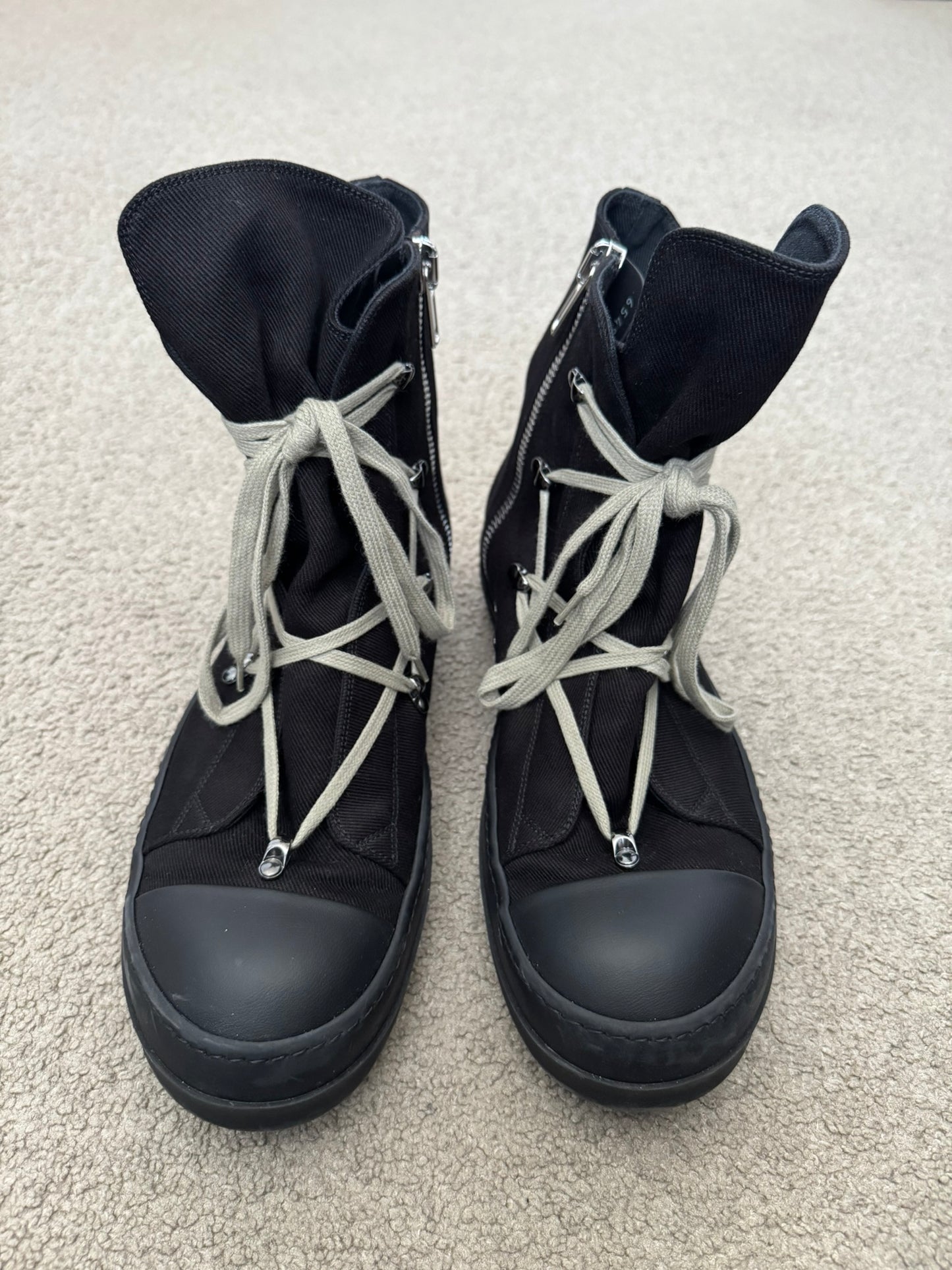 SS25 Rick Owens DRKSHDW Hexagram Black High Top Ramones Sneakers