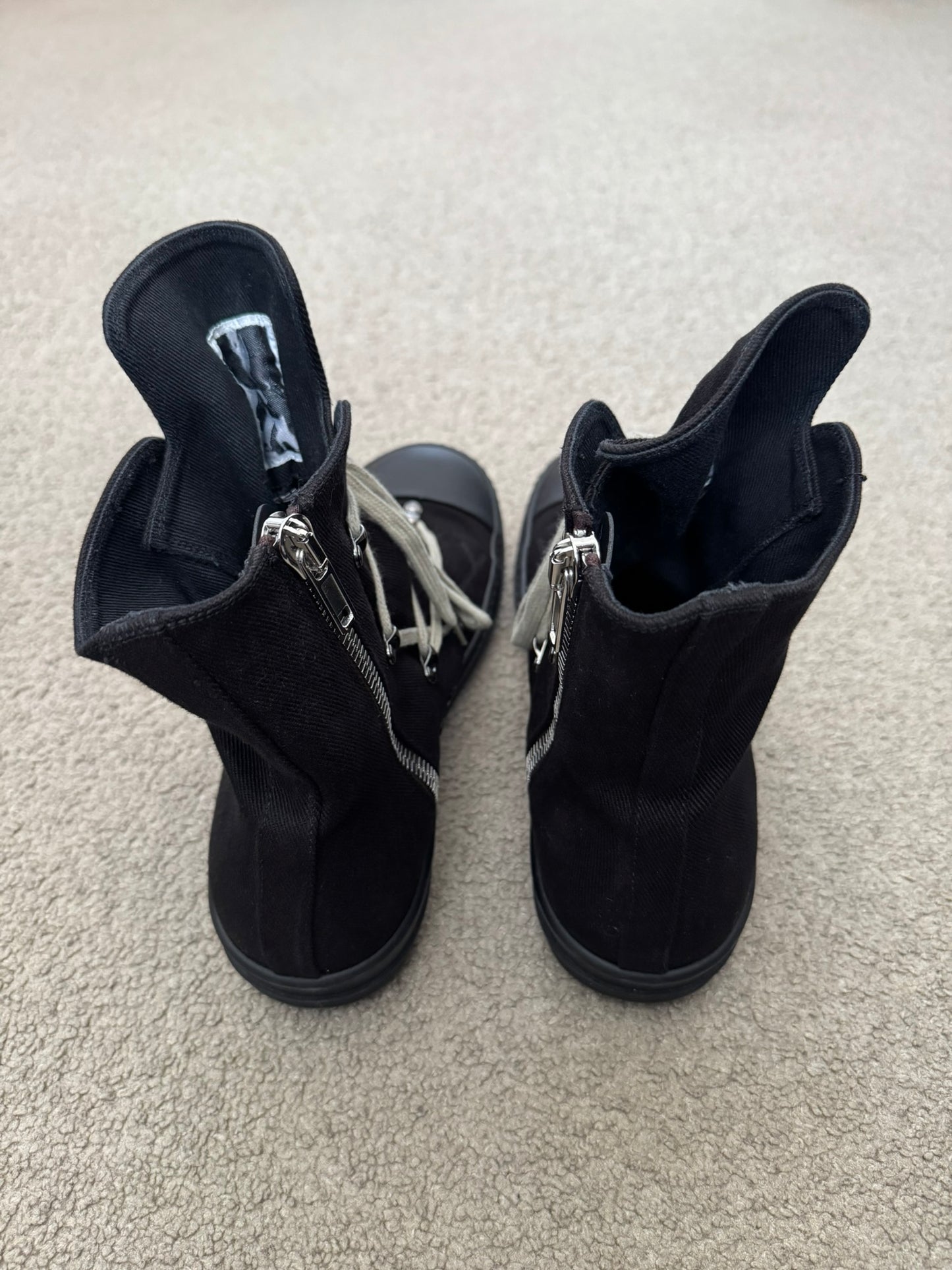 SS25 Rick Owens DRKSHDW Hexagram Black High Top Ramones Sneakers
