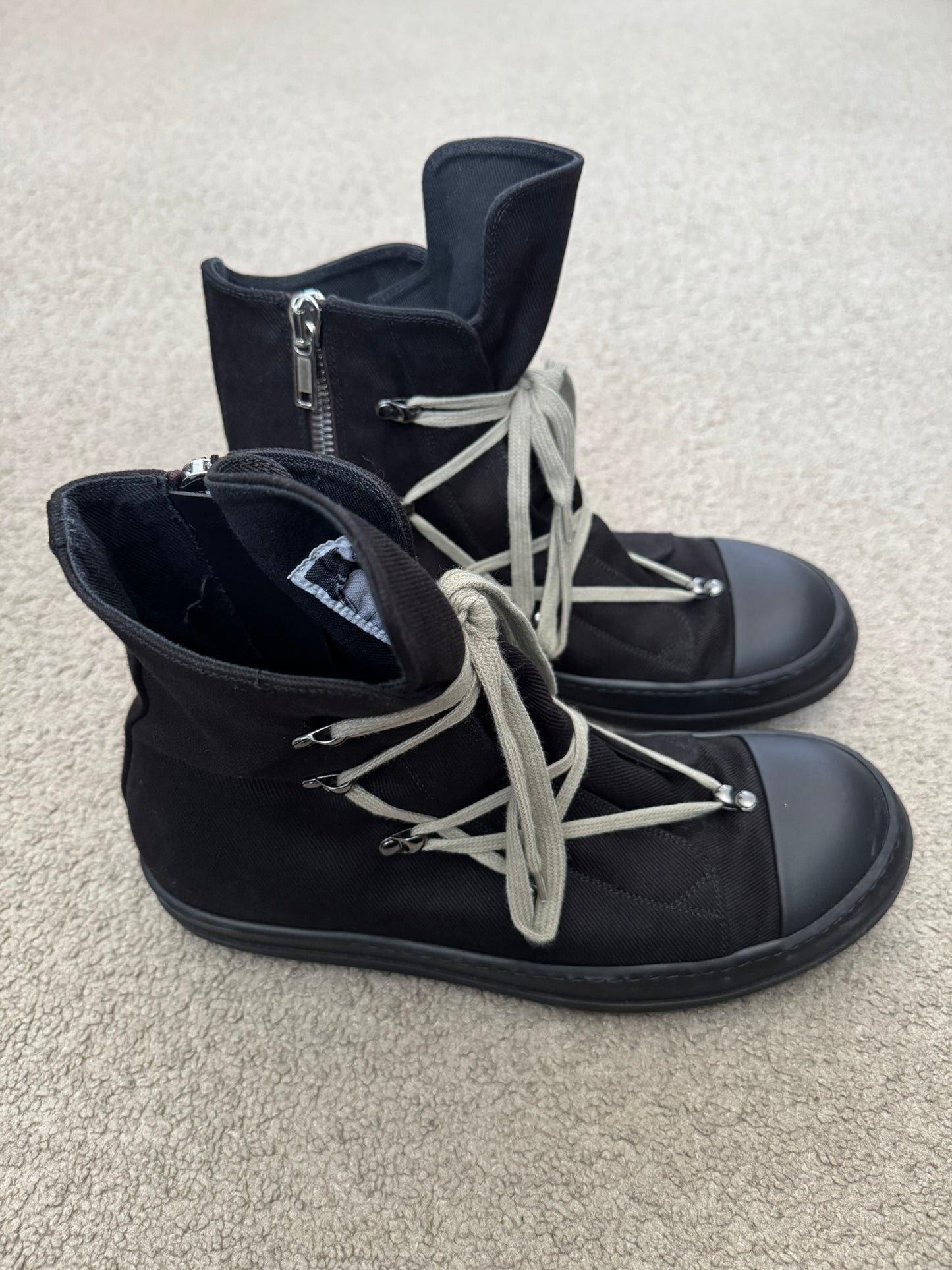 SS25 Rick Owens DRKSHDW Hexagram Black High Top Ramones Sneakers