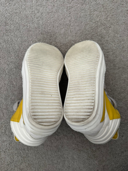 FW24 Rick Owens Yellow Jumbo Lace Geobasket High Top Sneakers