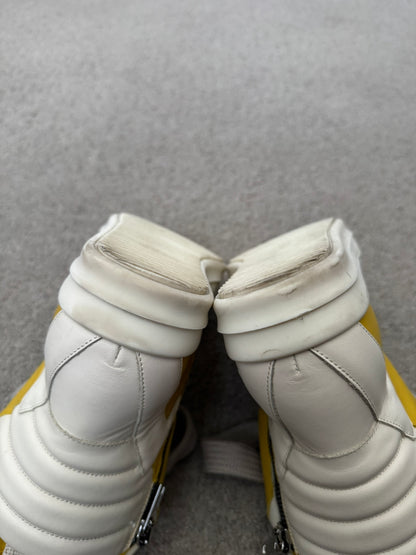 FW24 Rick Owens Yellow Jumbo Lace Geobasket High Top Sneakers
