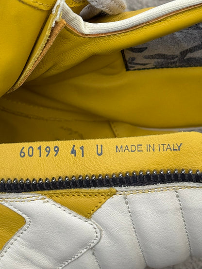 FW24 Rick Owens Yellow Jumbo Lace Geobasket High Top Sneakers