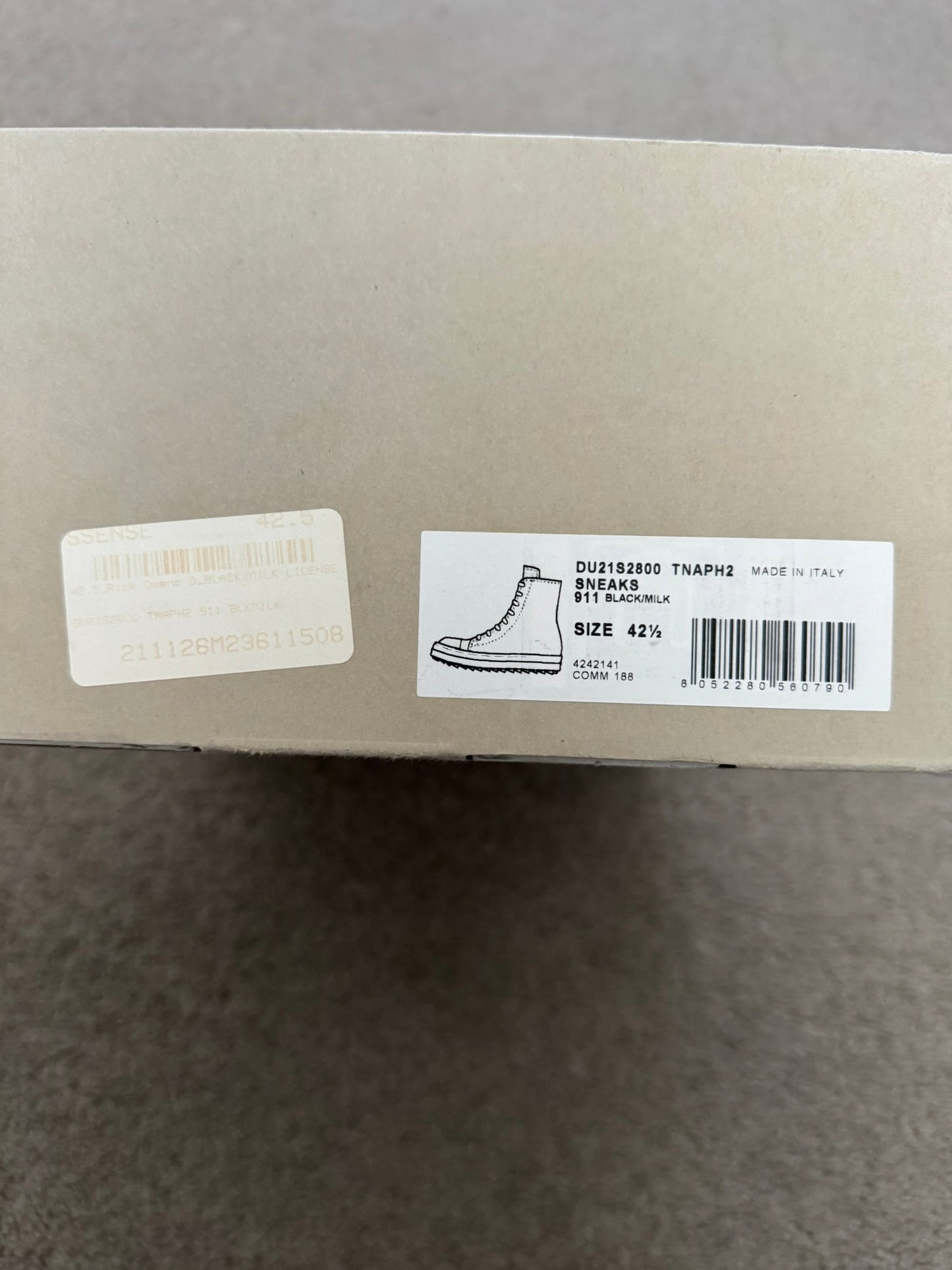 SS21 Rick Owens DRKSHDW Black & White High Ramones Sneakers