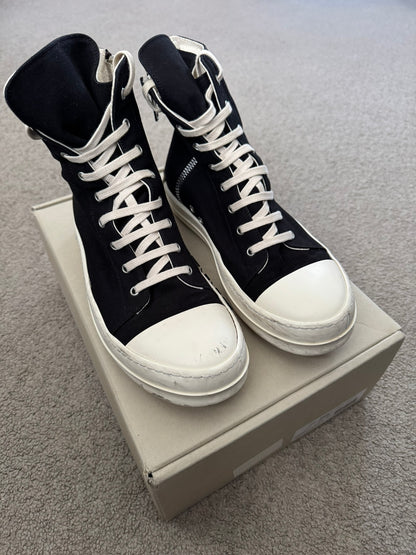SS21 Rick Owens DRKSHDW Black & White High Ramones Sneakers