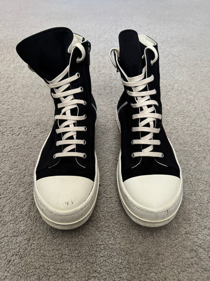 SS21 Rick Owens DRKSHDW Black & White High Ramones Sneakers
