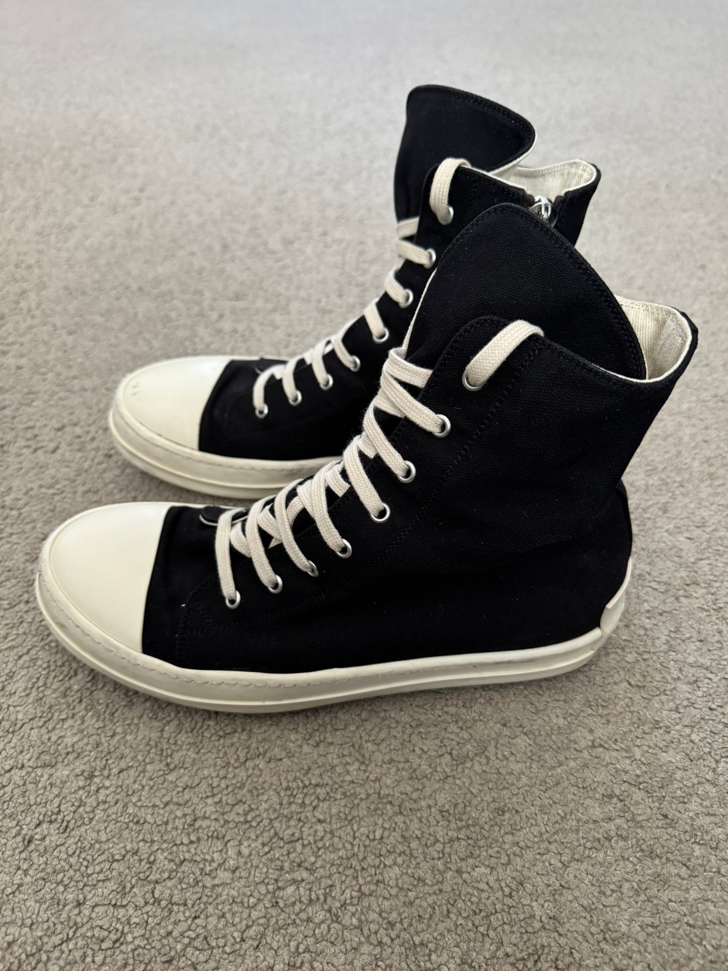 SS21 Rick Owens DRKSHDW Black & White High Ramones Sneakers