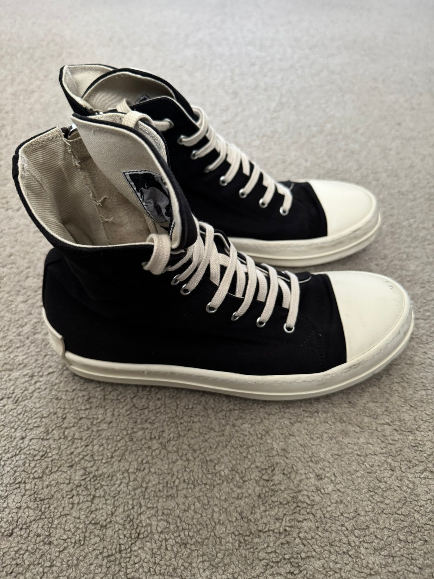 SS21 Rick Owens DRKSHDW Black & White High Ramones Sneakers