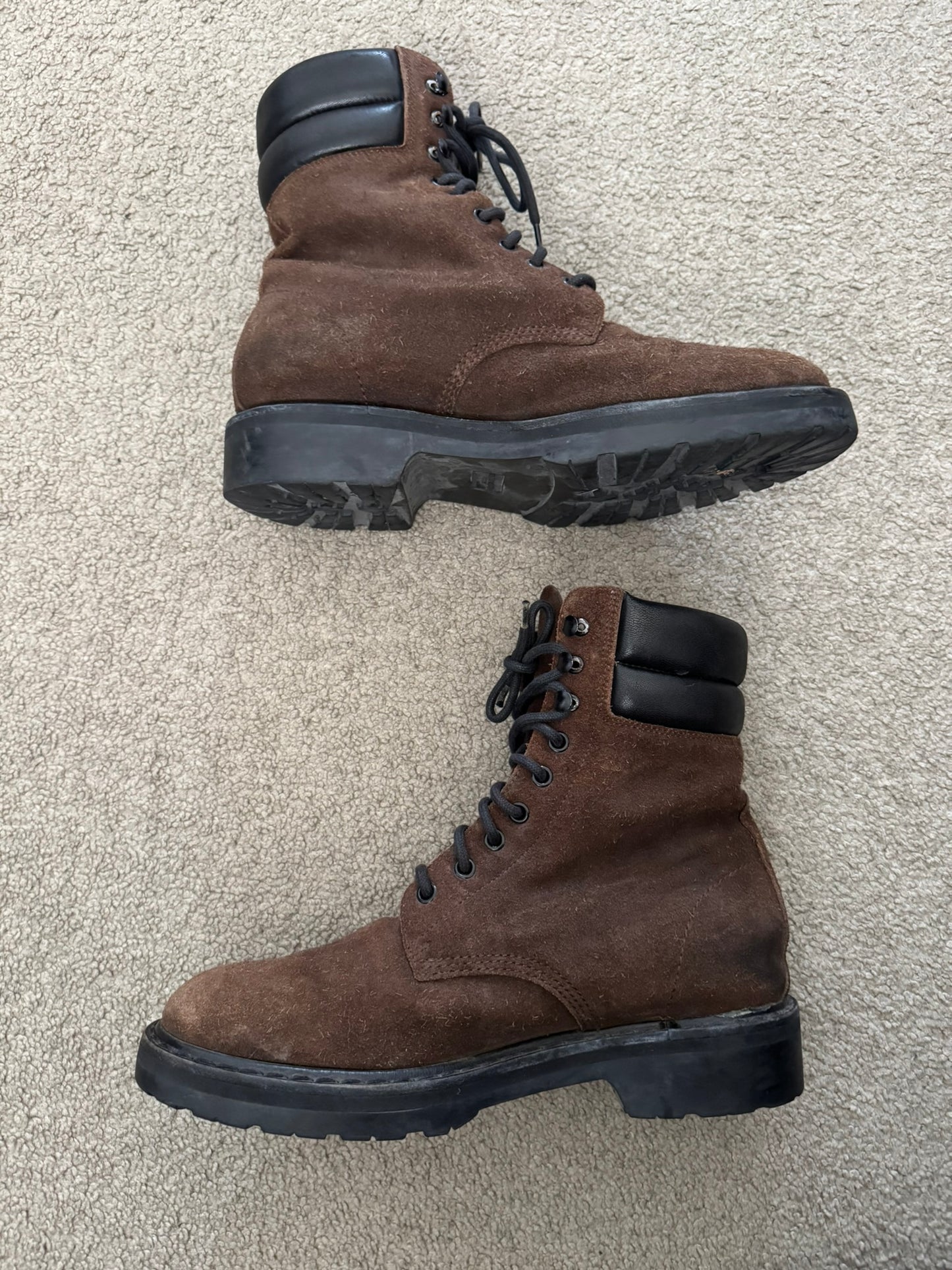 FW15 Saint Laurent by Hedi Slimane Brushed Suede Ranger Boots