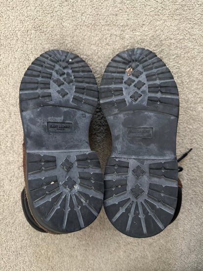 FW15 Saint Laurent by Hedi Slimane Brushed Suede Ranger Boots