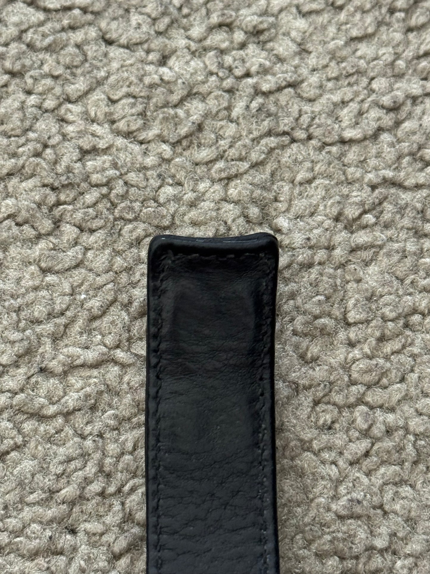 Chrome Hearts 3 Silver Fleur Snap Button Black Leather Bracelet