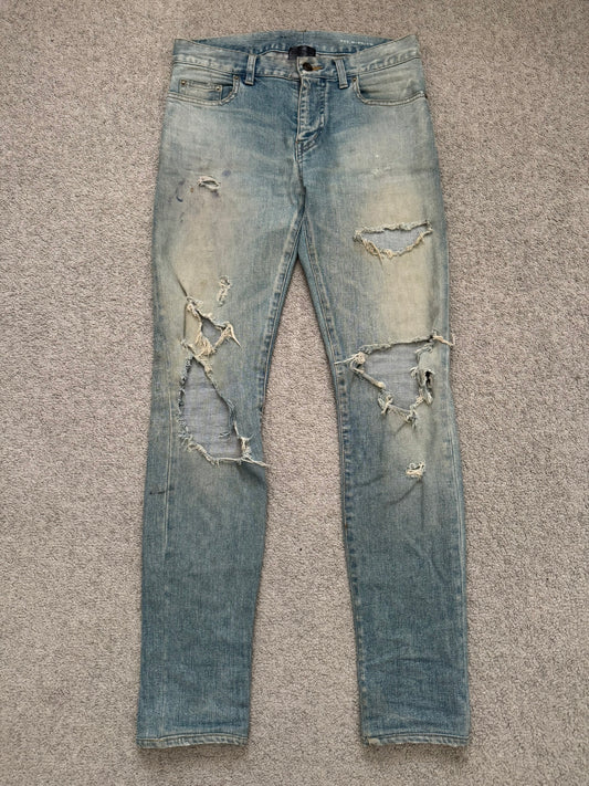 FW16 Saint Laurent by Hedi Slimane Crash Distressed D02 Denim Jeans