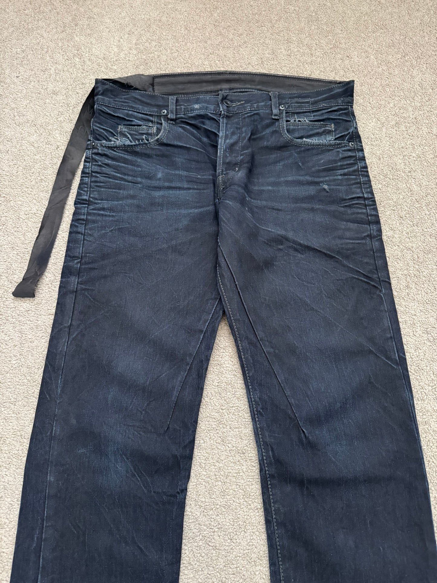 FW08 Rick Owens DRKSHDW "Stag" Whiskered Detroit Cut Denim Jeans