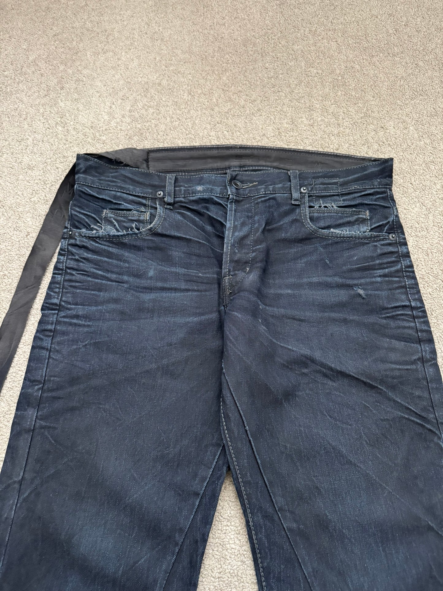 FW08 Rick Owens DRKSHDW "Stag" Whiskered Detroit Cut Denim Jeans
