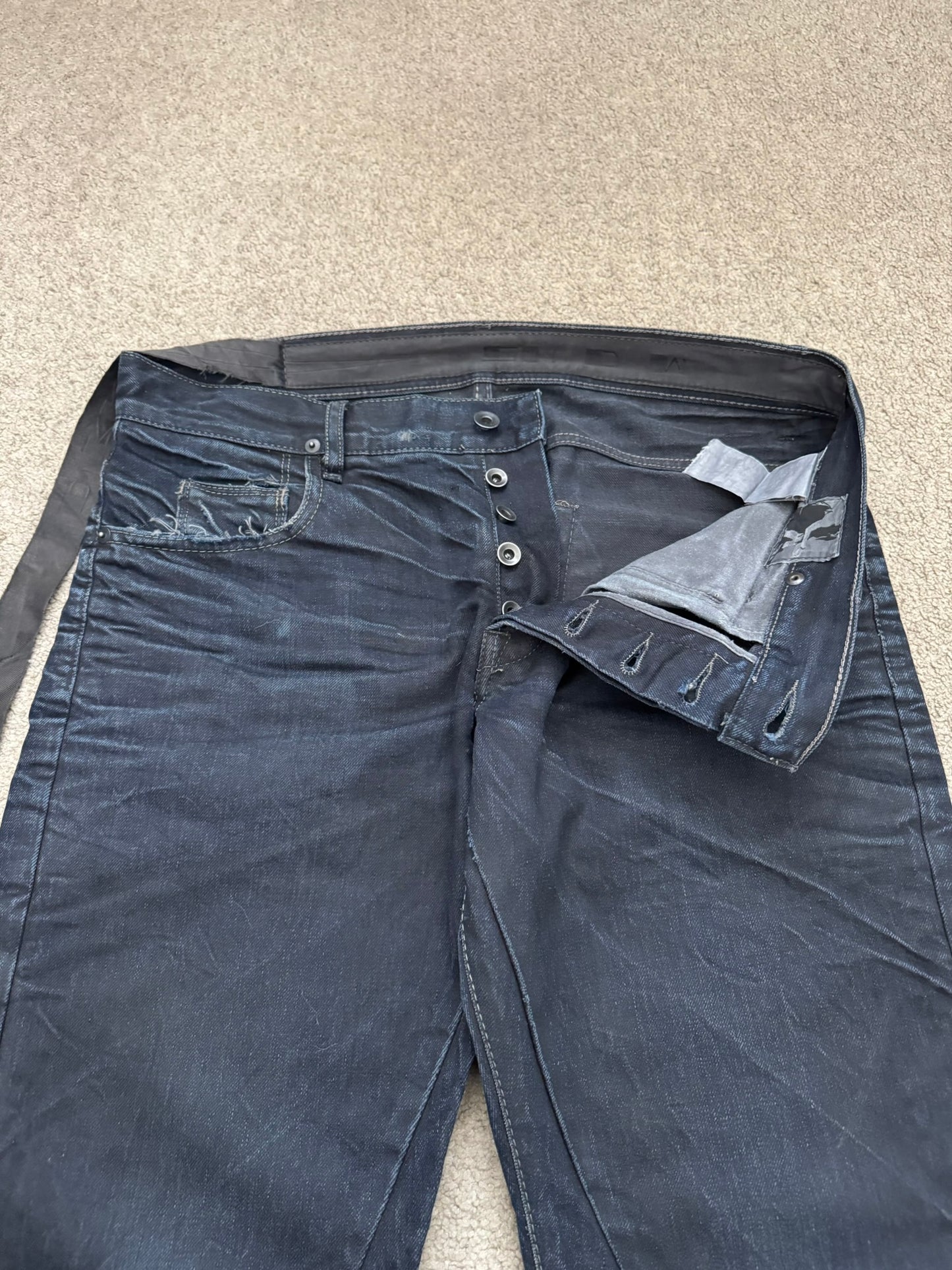 FW08 Rick Owens DRKSHDW "Stag" Whiskered Detroit Cut Denim Jeans