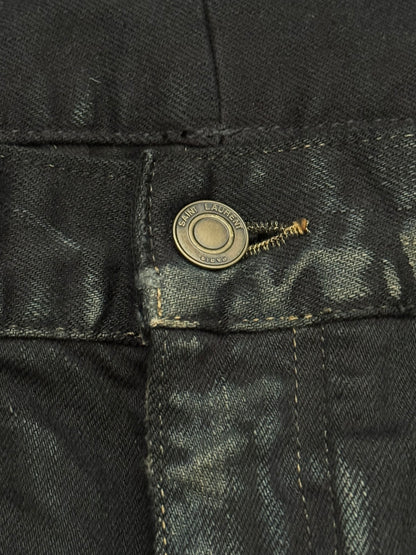 SS16 Saint Laurent by Hedi Slimane Oil Stain/Spill Crash Distressed Denim Jeans