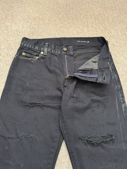 SS16 Saint Laurent by Hedi Slimane Oil Stain/Spill Crash Distressed Denim Jeans