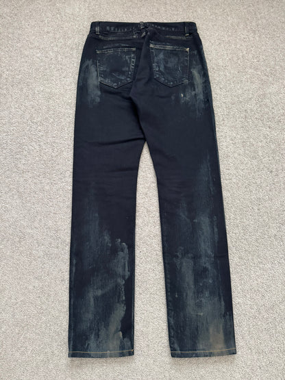 SS16 Saint Laurent by Hedi Slimane Oil Stain/Spill Crash Distressed Denim Jeans