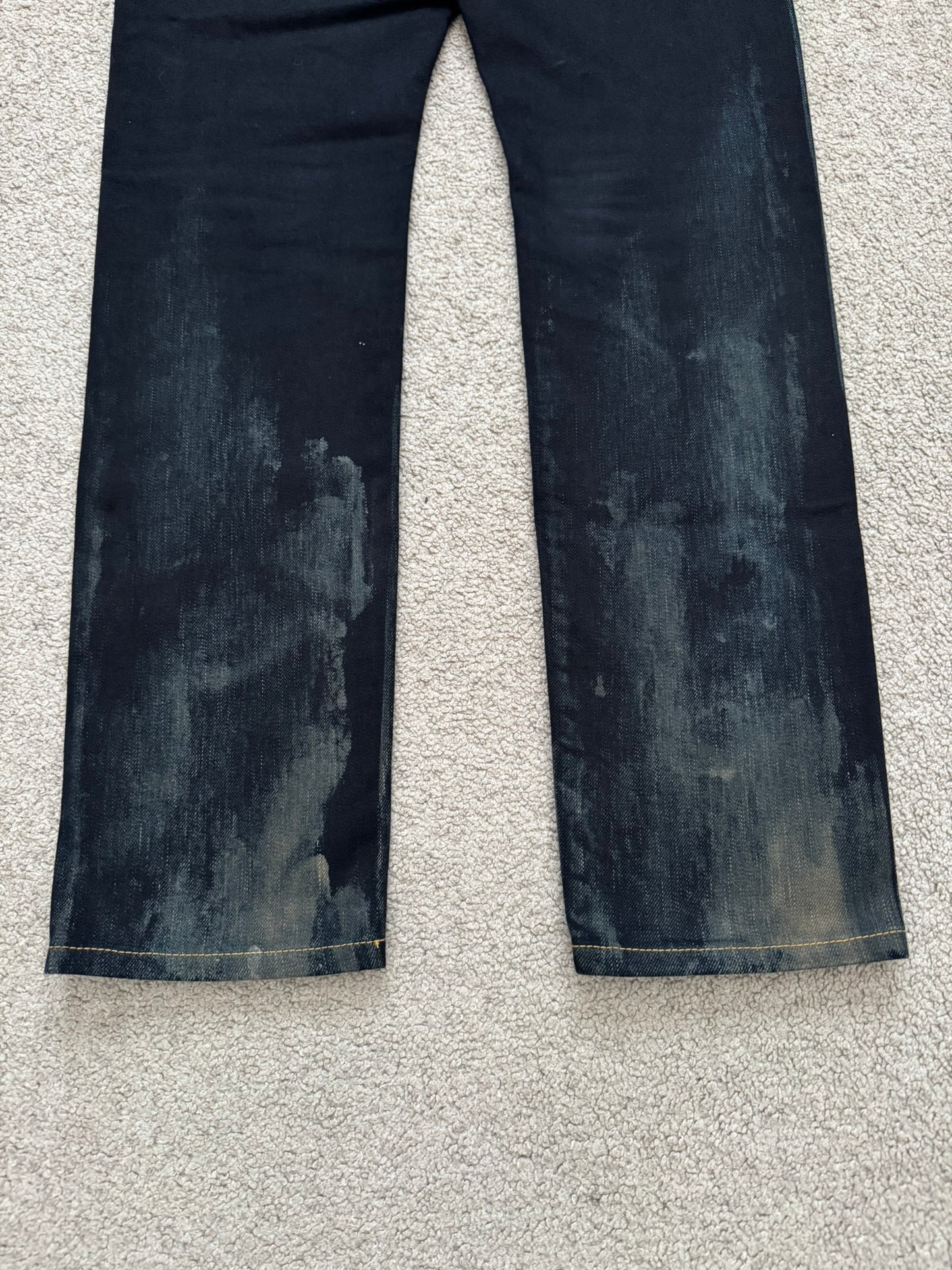 SS16 Saint Laurent by Hedi Slimane Oil Stain/Spill Crash Distressed Denim Jeans