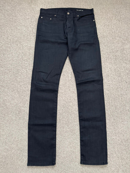 FW14 Saint Laurent by Hedi Slimane "Nightrider" Black Waxed D02 Denim Jeans