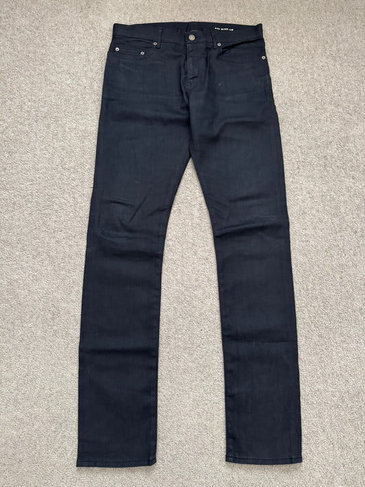 FW14 Saint Laurent by Hedi Slimane "Nightrider" Black Waxed D02 Denim Jeans