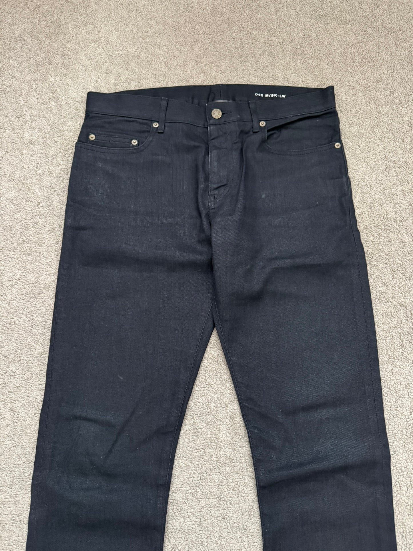 FW14 Saint Laurent by Hedi Slimane "Nightrider" Black Waxed D02 Denim Jeans