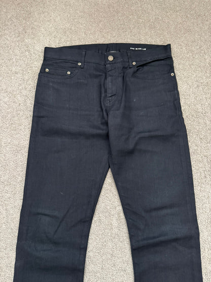 FW14 Saint Laurent by Hedi Slimane "Nightrider" Black Waxed D02 Denim Jeans