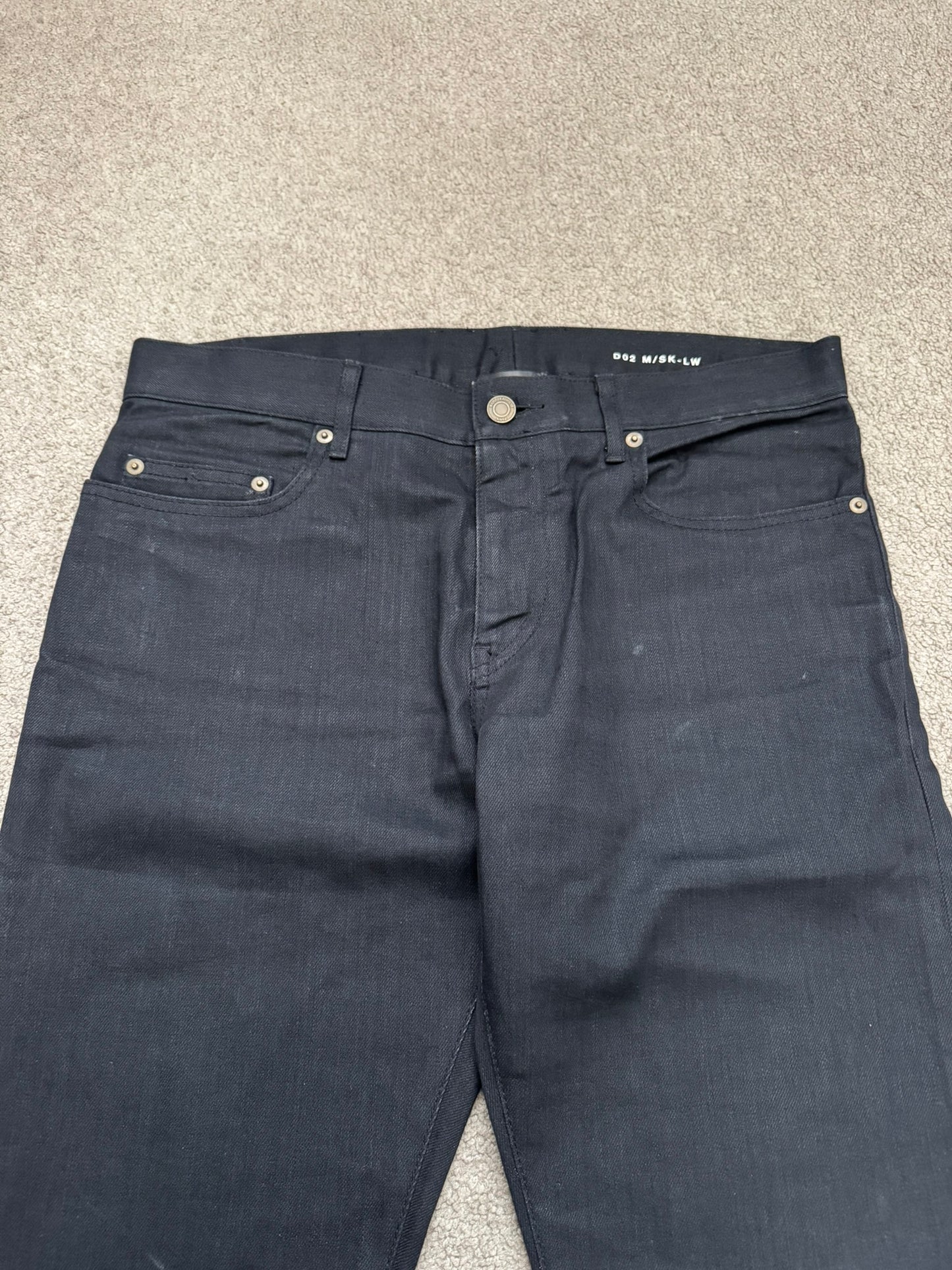 FW14 Saint Laurent by Hedi Slimane "Nightrider" Black Waxed D02 Denim Jeans